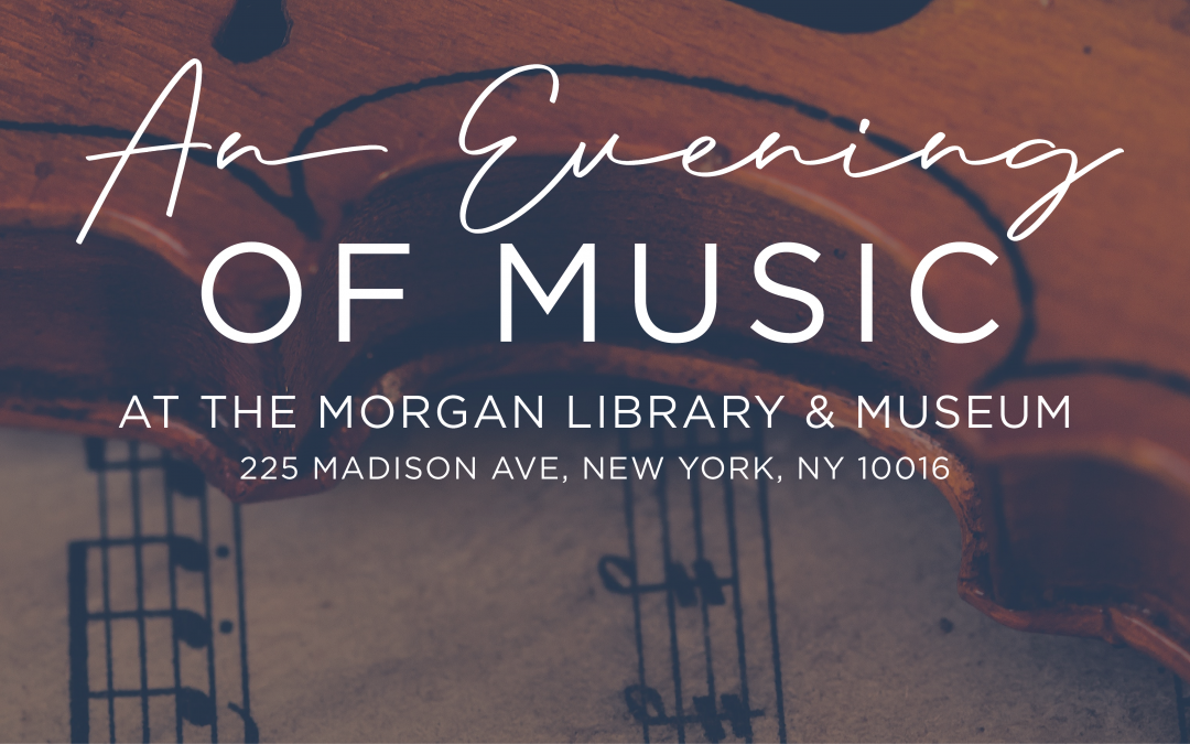 homepage slider with violin in background, advertising an Evening of Music on Dec 19