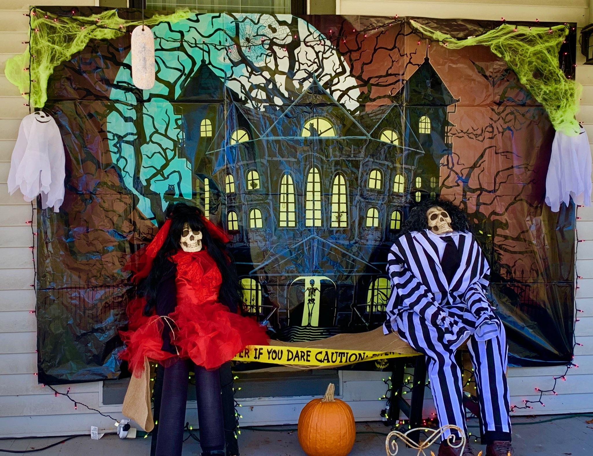 Oak and Elm beetlejuice themed scarecrows